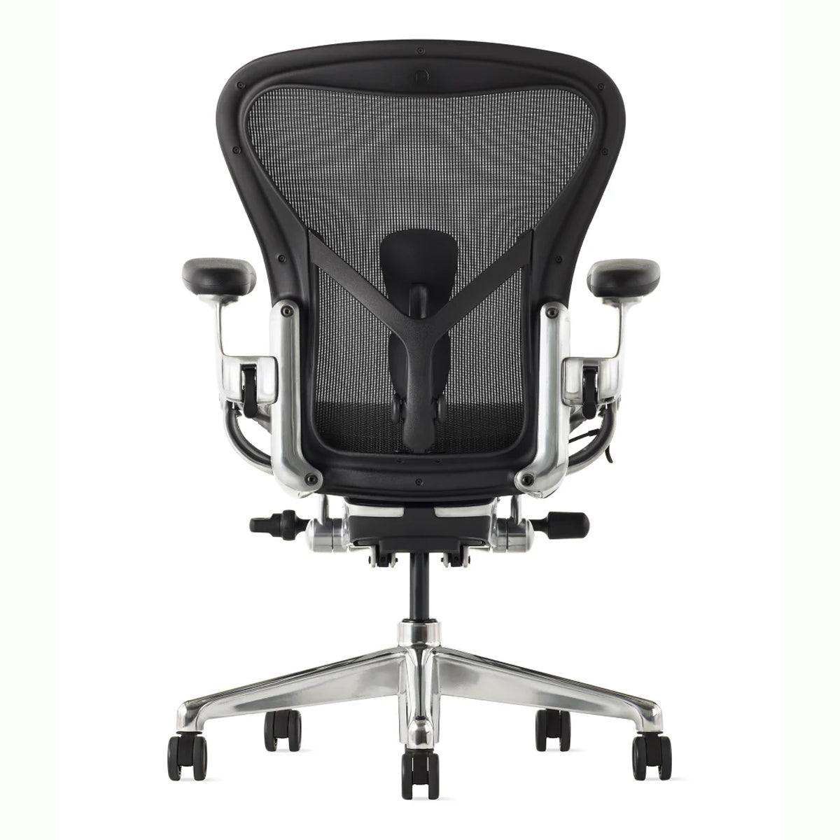 Herman Miller アーロンチェア ブラック/ポリッシュドアルミニウム 堅床/カーペット用キャスター