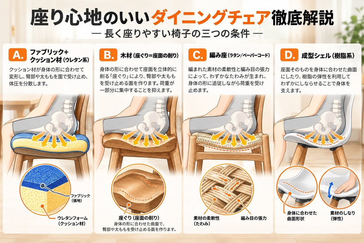座り心地のいいダイニングチェア徹底解説｜座りやすい椅子の三つの条件